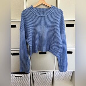 Blue Ribbed Women's Sweater